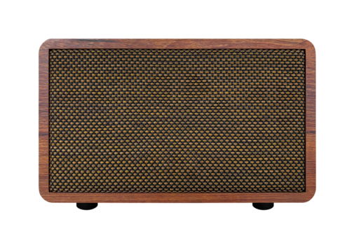 wooden bluetooth speaker vintage style design isolated on white background