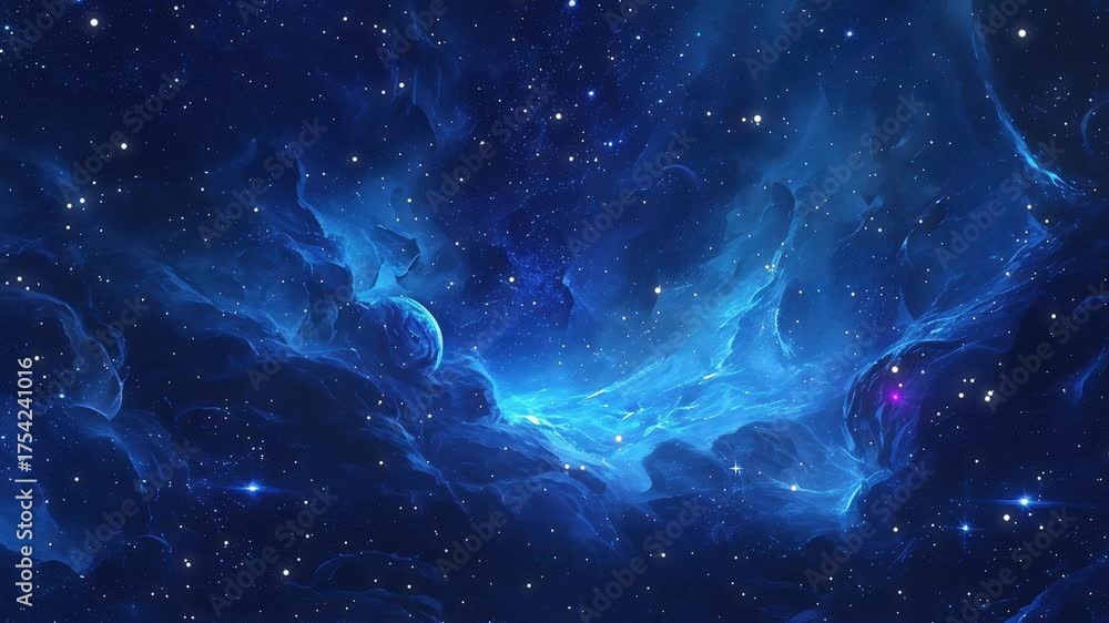Canvas Prints the stars and blue nebula in space. galaxy exploration through outer space towards glowing milky way