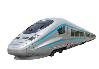 Isolated high speed train, sleek modern design, symbol of progress in public transport technology
