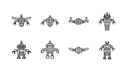 Obraz premium Vector art of robot set isolated