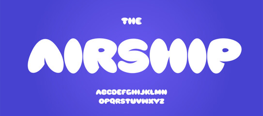 Chubby bubble alphabet, soft round letters, funny cartoon font for kid logo, balloon sign headline, puffy typographic design, modern sky-blue typography. Vector typeset. © artyway