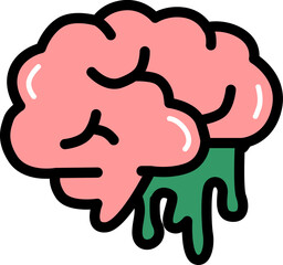 Fototapeta premium Brain with green slime hand drawn icon