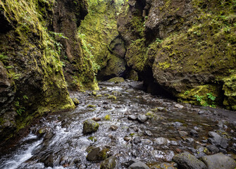 river in canyon in mountains of Iceland