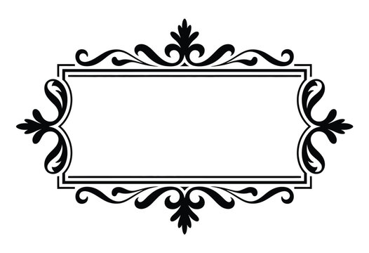 Elegant vintage ornate frame design vector illustration for labels wedding invitations certificates decorative page borders silhouette vector illustration white background