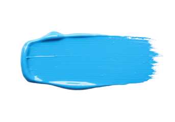 Isolated blue paint smear, a bright swatch of a light cyan color, brush stroke design