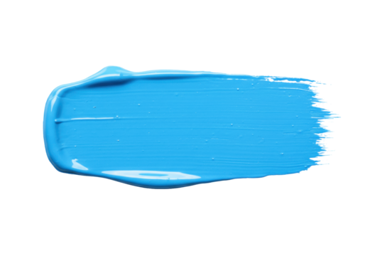 Isolated blue paint smear, a bright swatch of a light cyan color, brush stroke design