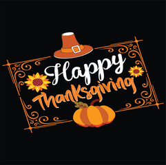 Happy Thanksgiving Typography Vector Illustration for T-Shirt or Cut File