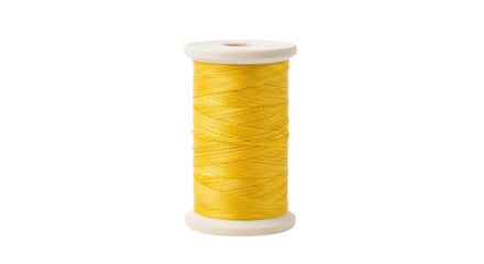 Isolated spool of yellow thread for sewing or embroidery and crafting needs, clean background