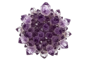 Isolated Amethyst cluster, a gorgeous gemstone, a beautiful deep violet mineral specimen