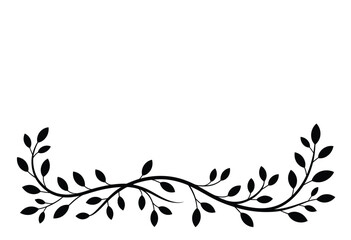 Stylish black botanical vine flourish decoration element eps vector illustration for web print design projects silhouette vector illustration white background