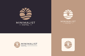Abstract palm tree logo icon design. Luxury symbol for hotel, residential and real estate.