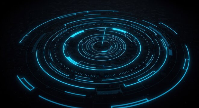 Stunning futuristic interface with vibrant blue glowing circles for technology innovations and modern digital designs, a visually striking tech backdrop