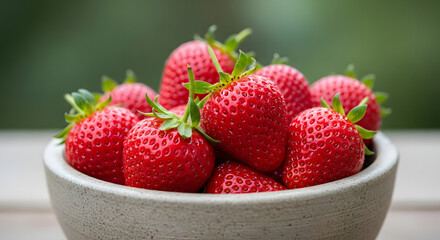 Vibrant Red Strawberries in a Rustic Bowl Ready to Eat.