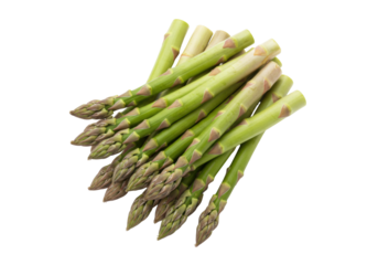 Isolated bunch of fresh asparagus spears, spring vegetables in a pile, green vegetable stems