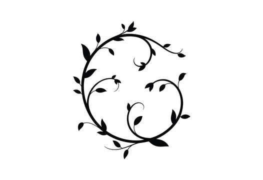 Elegant black silhouette vine scroll illustration perfect for decorative vector design elements and scalable floral embellishments silhouette vector illustration white background