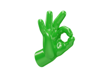 Isolated 3D rendered green hand gesture meaning OK, agreement, perfect sign, everything ok