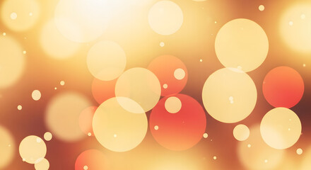 Warm Golden Orange Bokeh Circles Abstract Background.