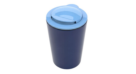 Isolated blue trash can, home waste bin with light blue lid, personal use, home decor