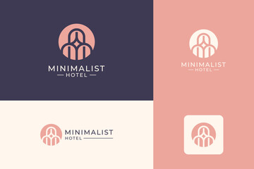 Minimalist letter M logo icon design. Luxury ornament symbol for real estate, residential and hotel.