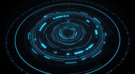 Futuristic technology interface with glowing neon blue light and binary numbers for modern projects showcasing innovation and digital transformation