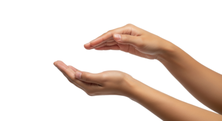 Isolated Woman's hands cupped as if holding, protecting, offering, presenting, or praying