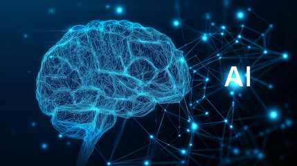 학습하고 생각하는 AI 뇌 네트워크를 표현한 추상적 일러스트-An abstract illustration depicting a learning and thinking AI brain network