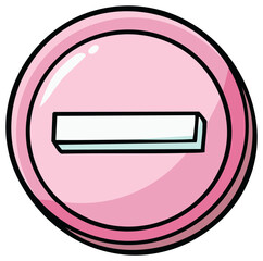 Cartoon style pink stop sign with a white horizontal bar symbol