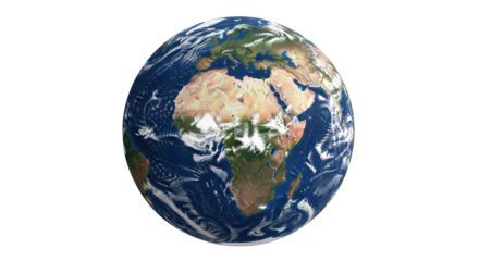 Isolated globe illustrating Africa Europe Middle East and the Atlantic Ocean continents