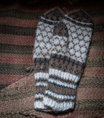 old and vintage wool mittens