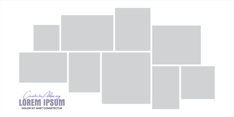 Pictures or photos frame collage layout abstract photo frames and digital photo wall template