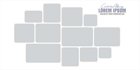 Pictures or photos frame collage layout abstract photo frames and digital photo wall template