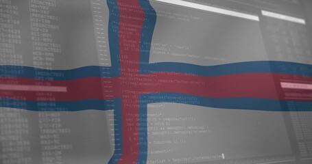 Displaying Icelandic flag overlay on code editor on monitor showing programming code on desktop