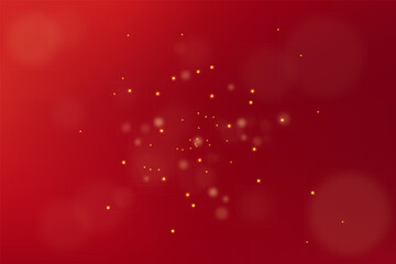 Magic glittering background in red color. Vector background for poster with sparkles and glitter elements. Starry sky background for your design. Elegant Christmas red background.