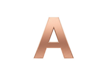 Isolated letter A in gold, metallic alphabet font to represent success and achievement