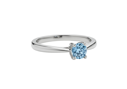 Isolated aquamarine gemstone ring, blue zircon engagement ring, promise ring, fine jewelry