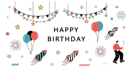 Celebrate a special day with this festive and fun happy birthday illustration.