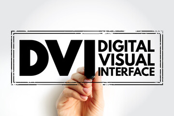 DVI - Digital Visual Interface acronym, technology stamp concept background