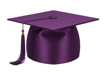 Isolated Purple graduation cap with tassel for celebration, academic degree ceremonies
