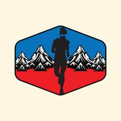 Ultra Trail running logo vector illustration on white background