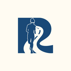 Ultra Trail running logo vector illustration on white background