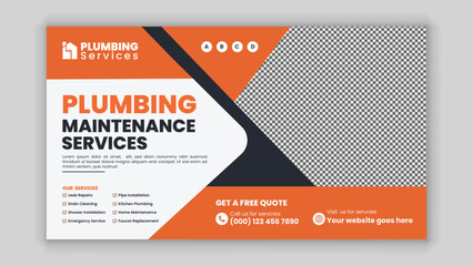 Plumbing and Handyman Services Marketing Banner Design Template for Online Advertising and Promotion