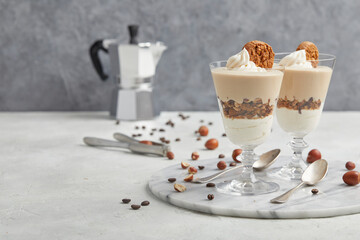 Espresso hazelnut dessert in a jar