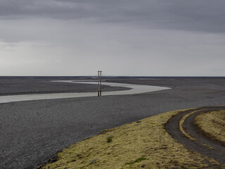 stone field and river in Iceland