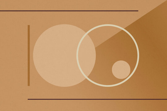 Bauhaus geometric number 100 illustration with circles on brown background