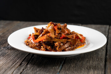 Chinese cuisine. Spicy beef stomach. Food concept
