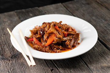 Chinese cuisine. Spicy beef stomach. Food concept