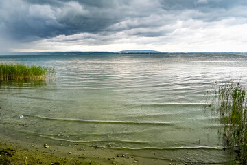 Güttingen, Bodensee, See, Seeufer, Uferweg, Ufer, Wasservögel, Schilf, Naturschutz, Wassersport, Seerundfahrt, Sommer, Unwetter, Ostschweiz, Thurgau, Schweiz