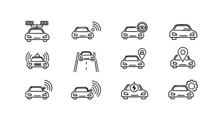 Vector art of autonomous car icon set