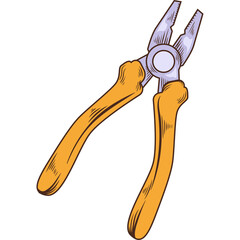 Orange Handled Pliers With Silver Metal Jaws On A White Background Isolated With No Background