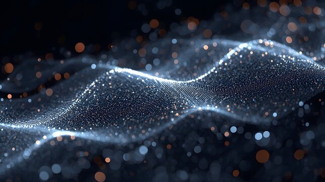 Futuristic glowing cyber cat made of binary codes and data lines floating in digital space with cosmic background and deep purple blue light